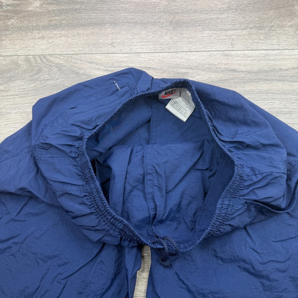 Nike Track Pants Mens Medium Blue Baggy Woven Windbreaker Ankle Zip Swoosh Y2K - Picture 8 of 14